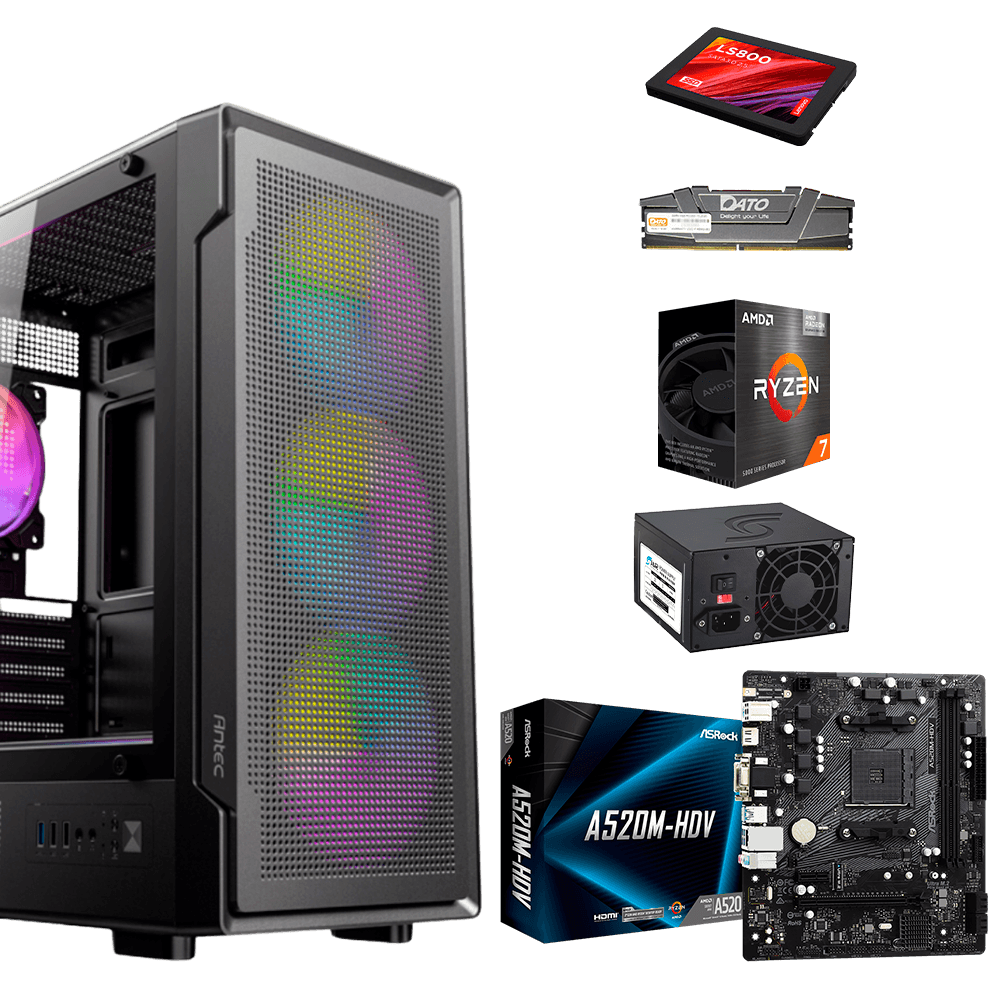 PC AMD Ryzen 7 5700G 8GB 480GB ARGB | A520M DDR4 - venhogarsa.com