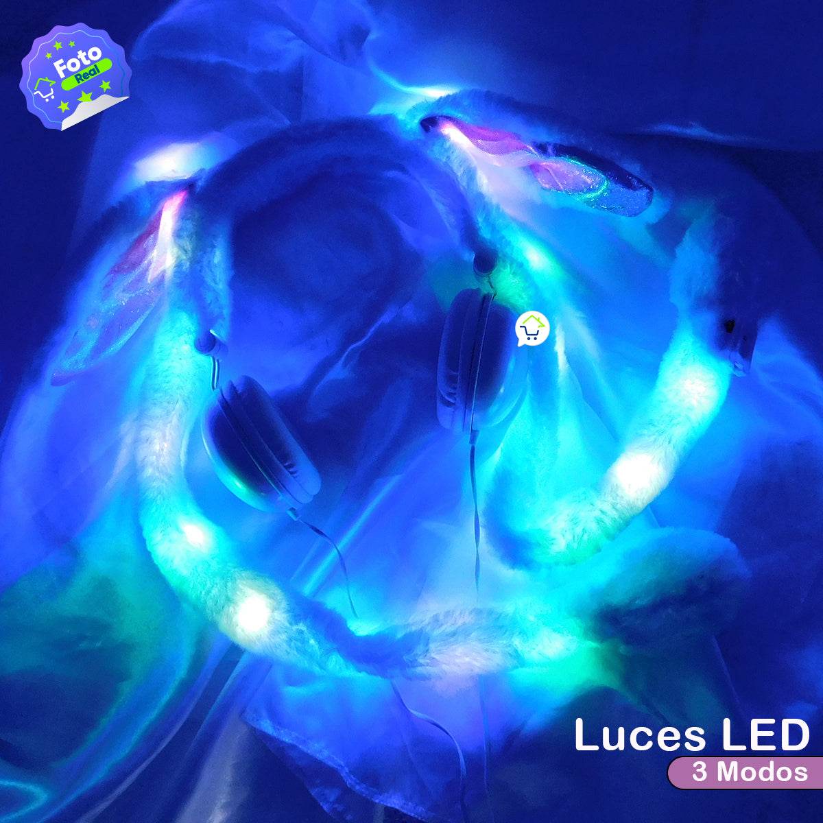 Audífonos Orejas Móviles Diadema Luces Led Felpa - venhogarsa.com