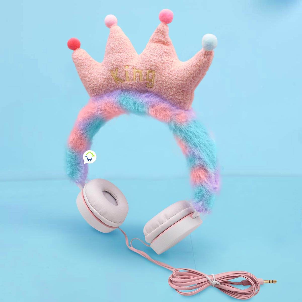Audífonos Peludos Infantiles Alámbricos Corona Rey Peluche - venhogarsa.com