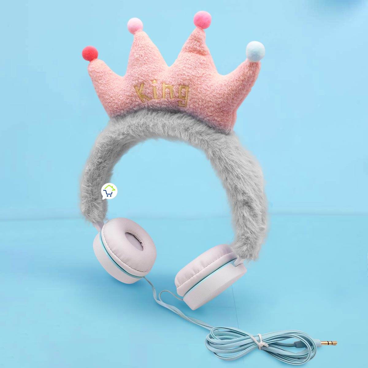 Audífonos Peludos Infantiles Alámbricos Corona Rey Peluche - venhogarsa.com
