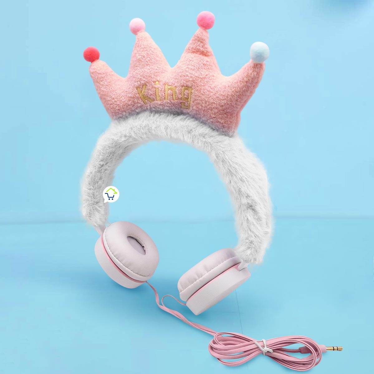 Audífonos Peludos Infantiles Alámbricos Corona Rey Peluche - venhogarsa.com