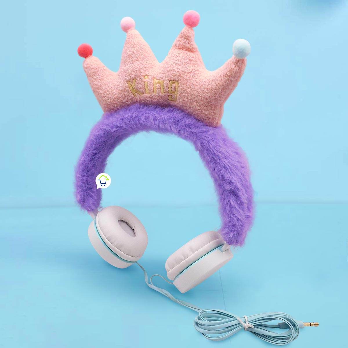 Audífonos Peludos Infantiles Alámbricos Corona Rey Peluche - venhogarsa.com