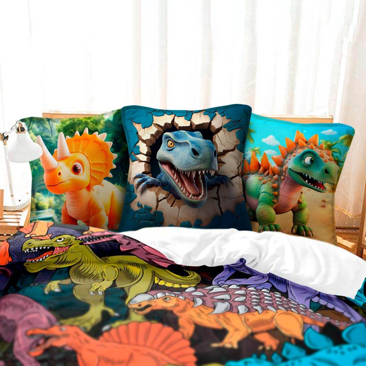Cojines De Dinosaurios x3 Almohada Infantil - venhogarsa.com