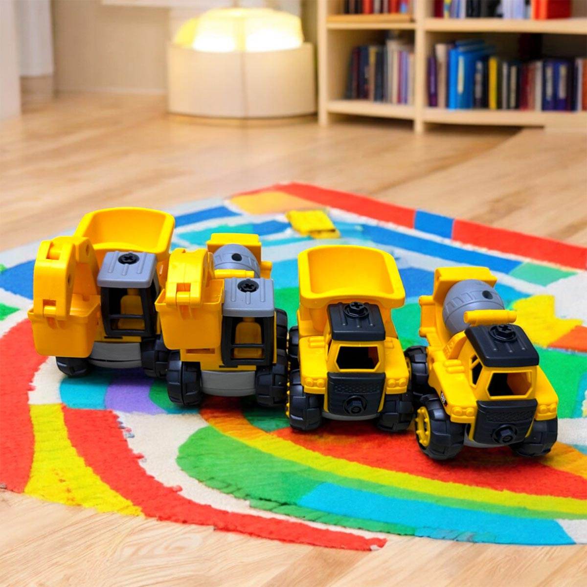 Set x4 Construcción Excavadora Volqueta Mezcladora Juguetes Niños - venhogarsa.com