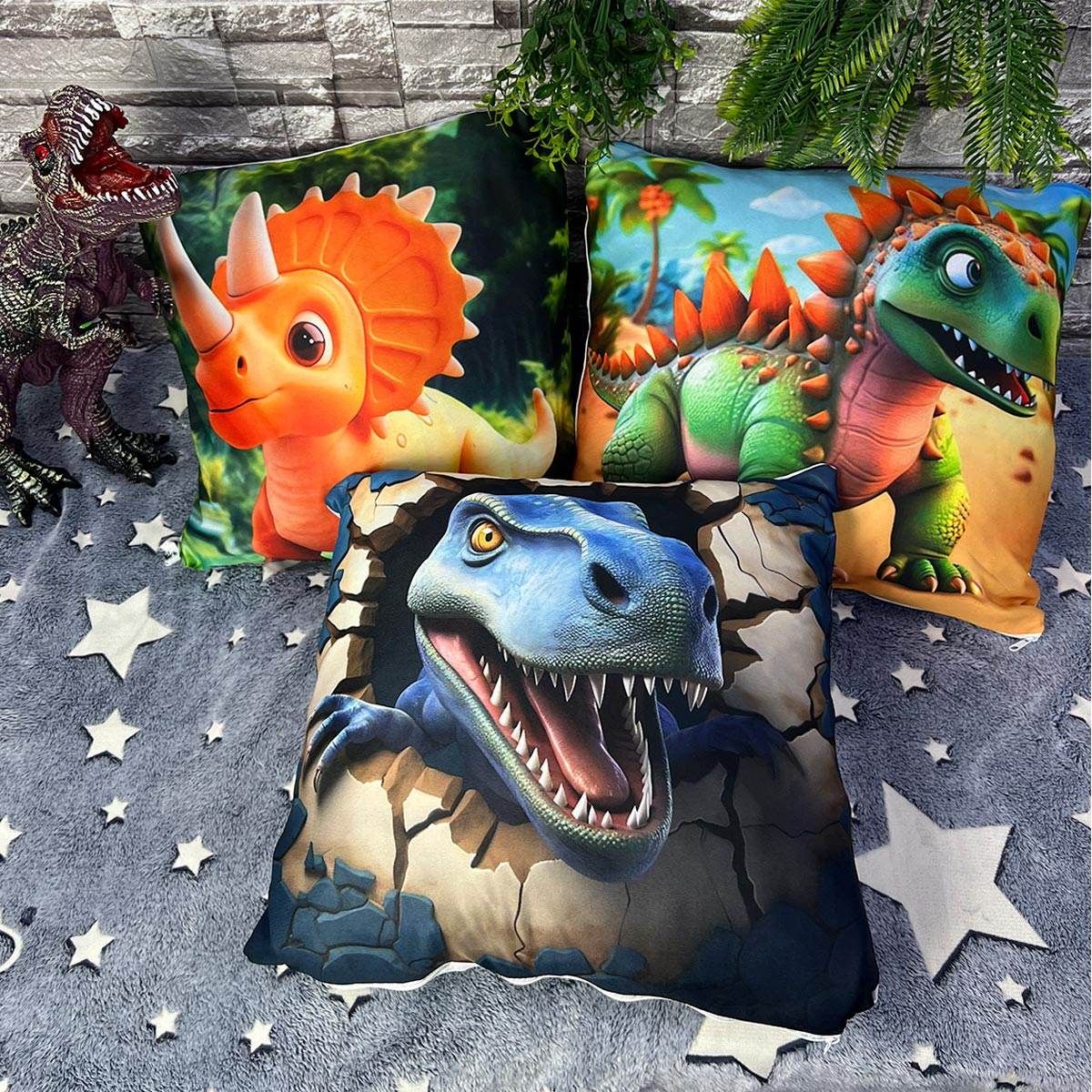 Cojines De Dinosaurios x3 Almohada Infantil - venhogarsa.com