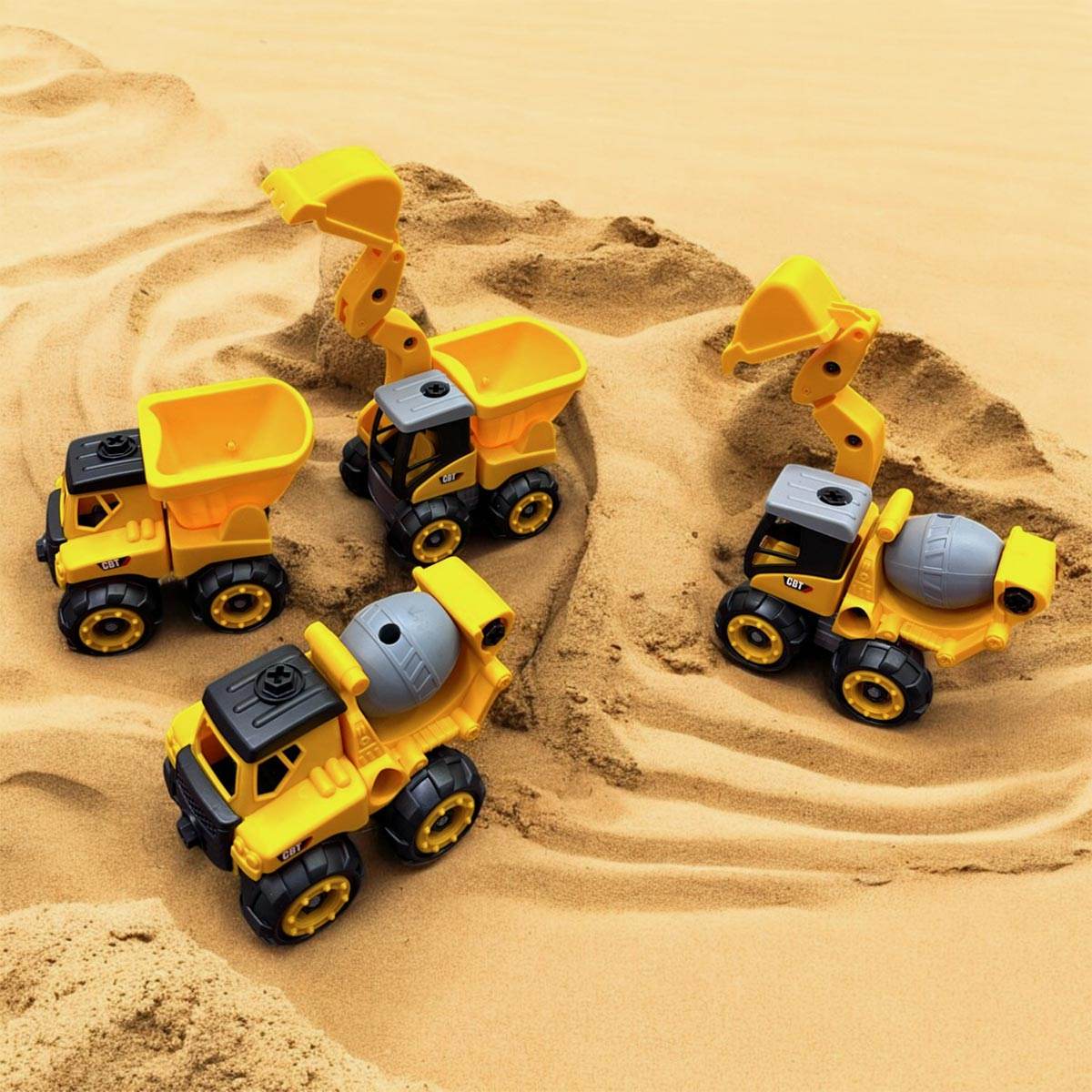 Set x4 Construcción Excavadora Volqueta Mezcladora Juguetes Niños - venhogarsa.com