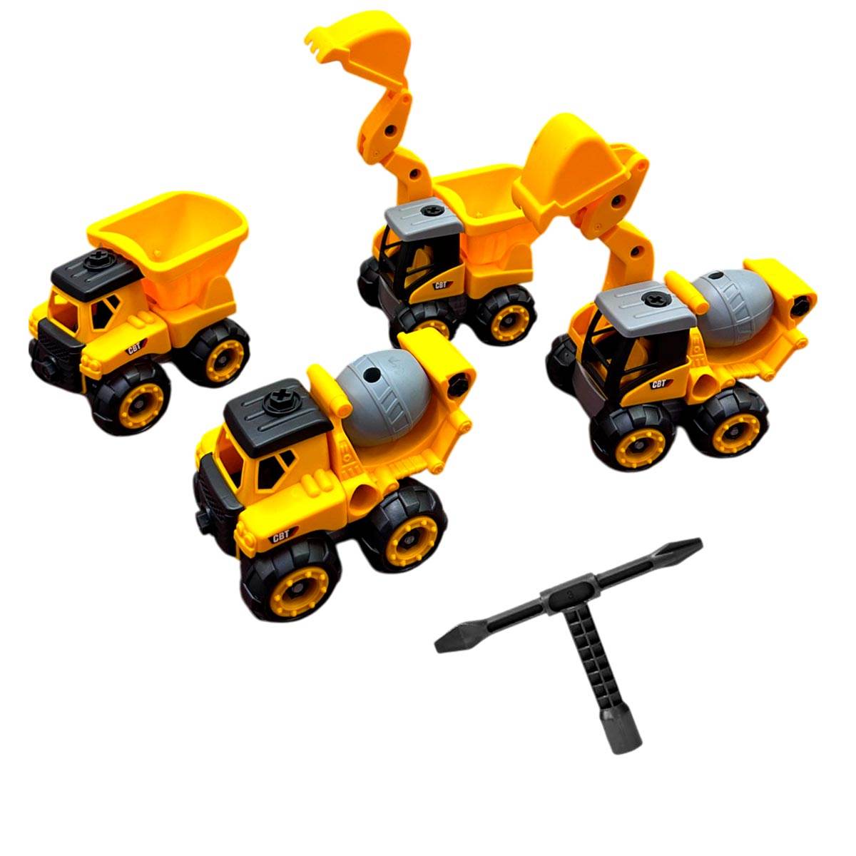 Set x4 Construcción Excavadora Volqueta Mezcladora Juguetes Niños - venhogarsa.com