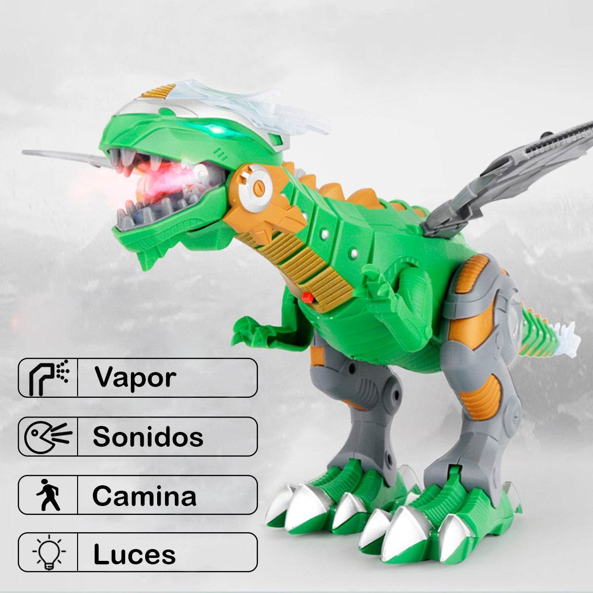 Dinosaurio Vapor Luces Sonido y Movimiento Diseño Mecánico - venhogarsa.com