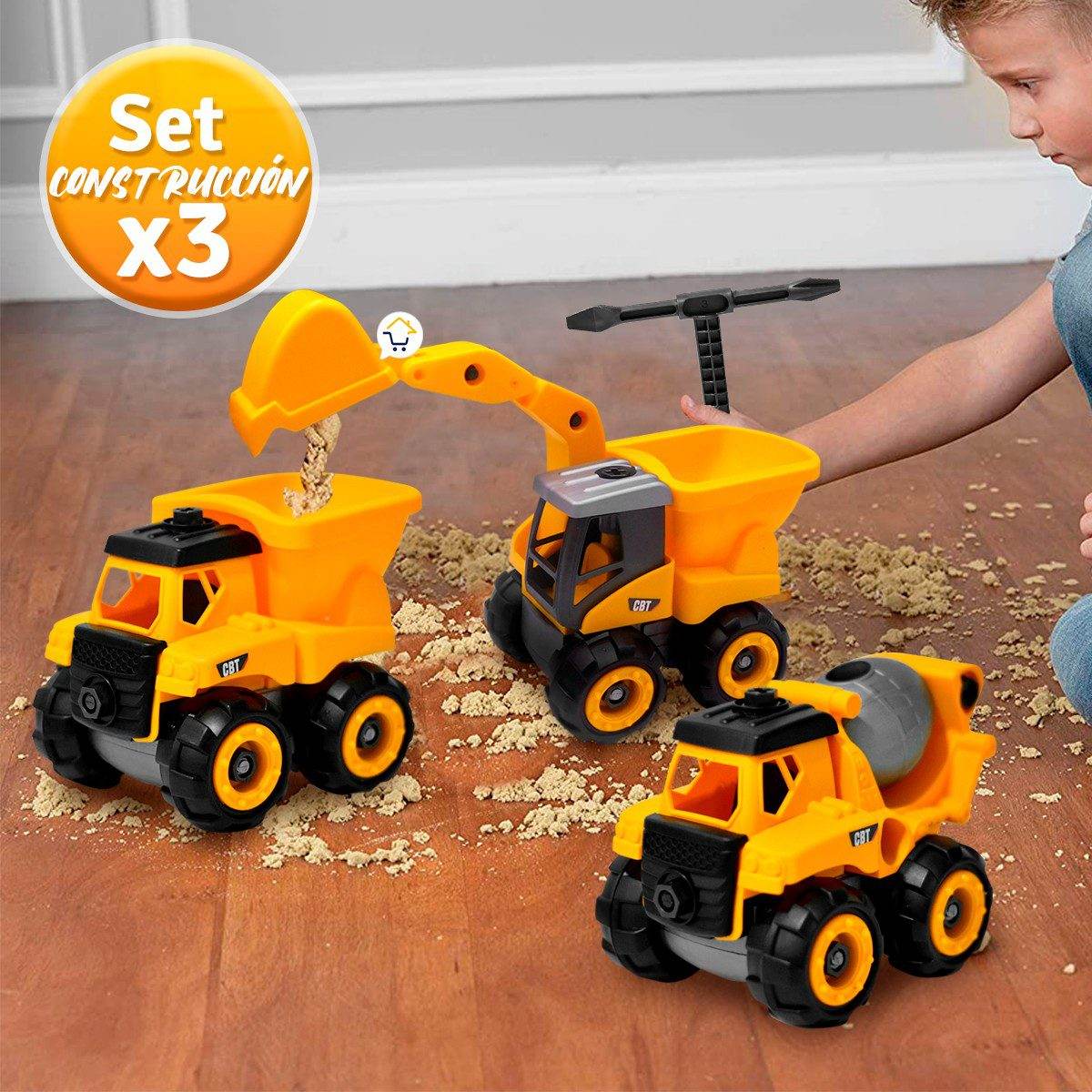 Set X3 Construcción Excavadora Volqueta Mezcladora Juguetes - venhogarsa.com