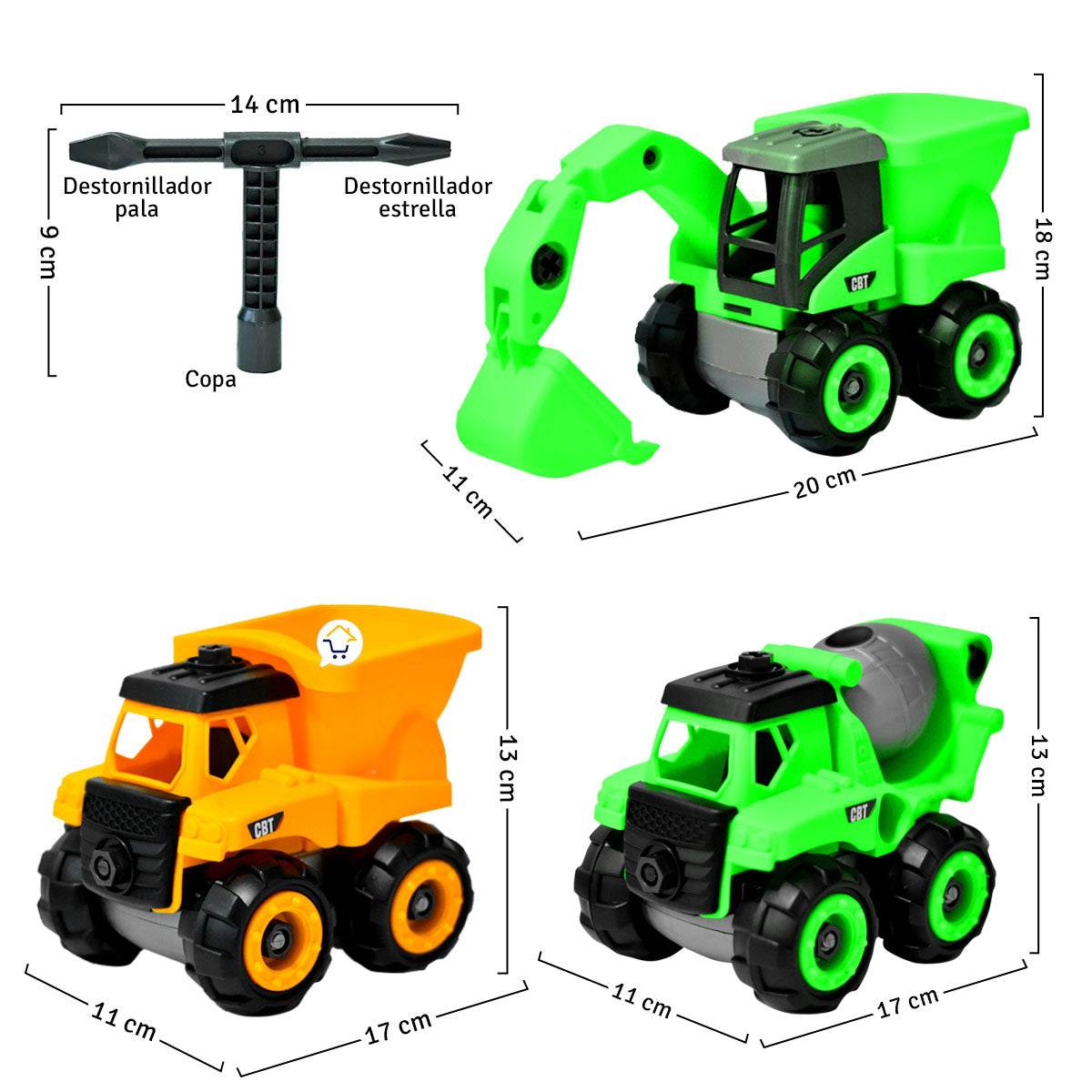 Set X3 Construcción Excavadora Volqueta Mezcladora Juguetes - venhogarsa.com