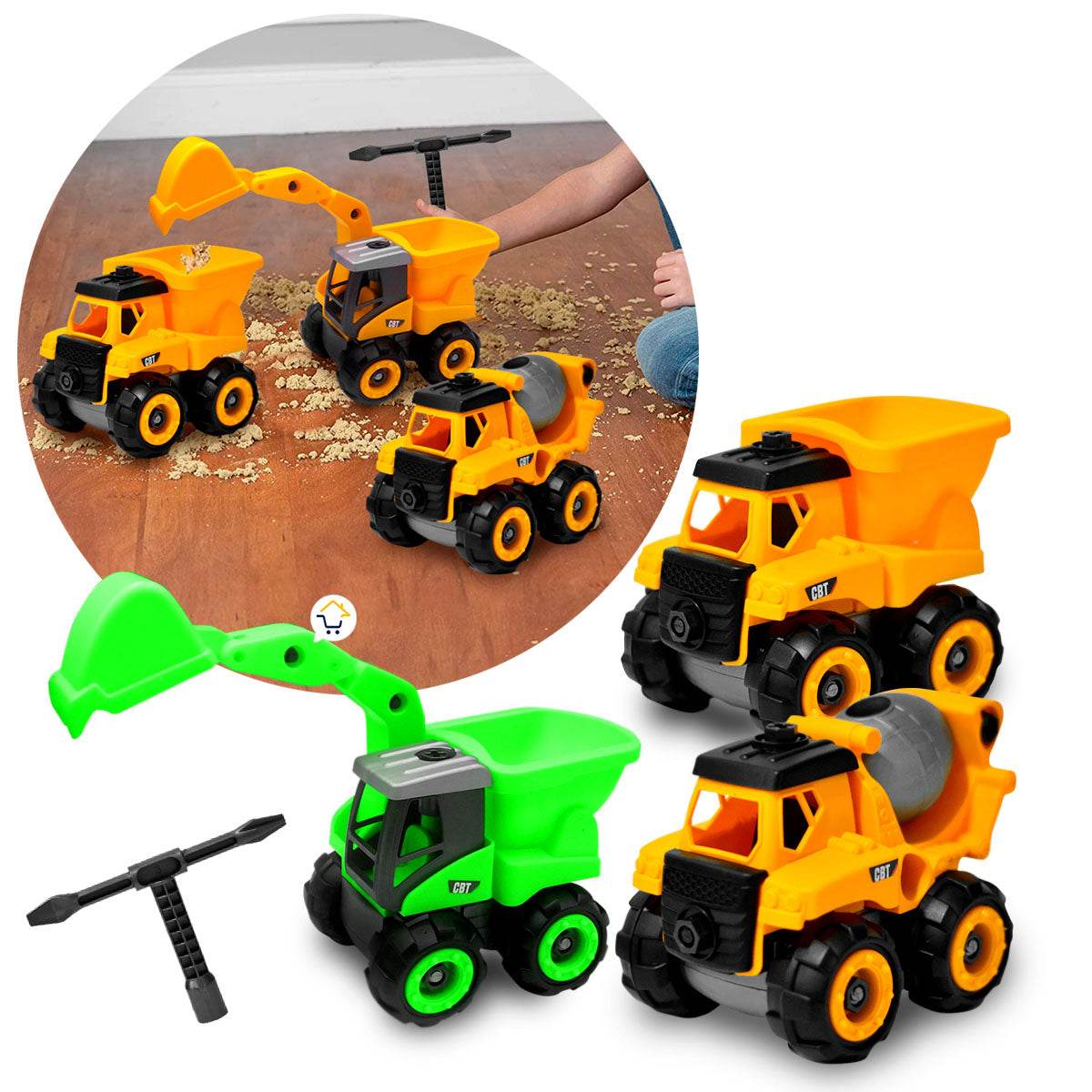 Set X3 Construcción Excavadora Volqueta Mezcladora Juguetes - venhogarsa.com