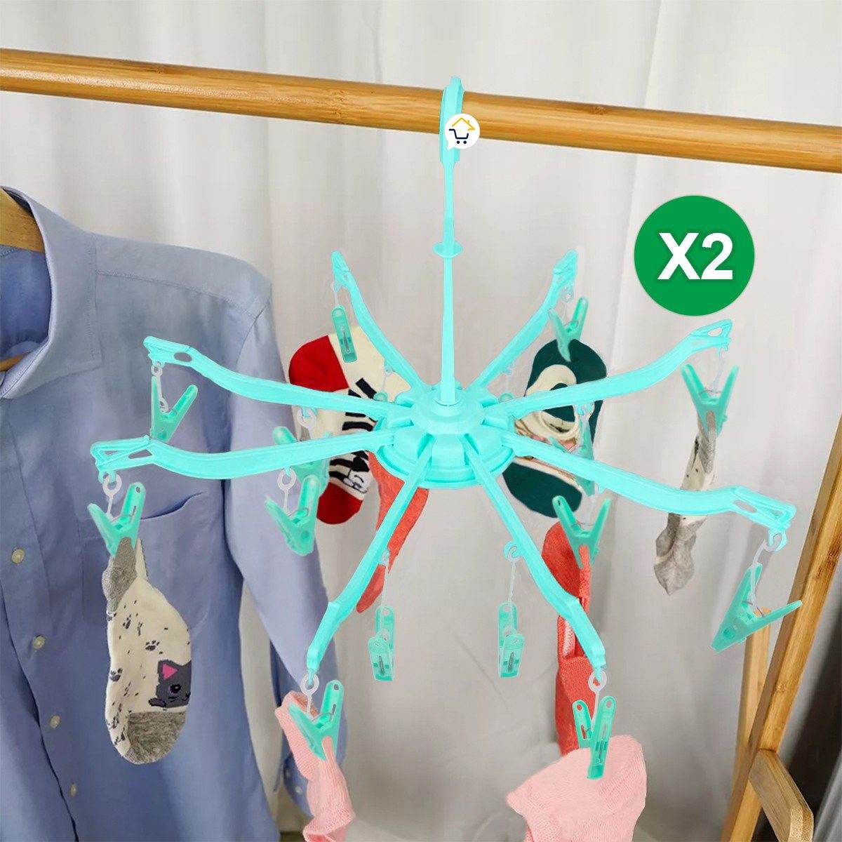 Gancho Araña X2 Ropa Interior 16 Pinzas Multiusos Giratorio - venhogarsa.com