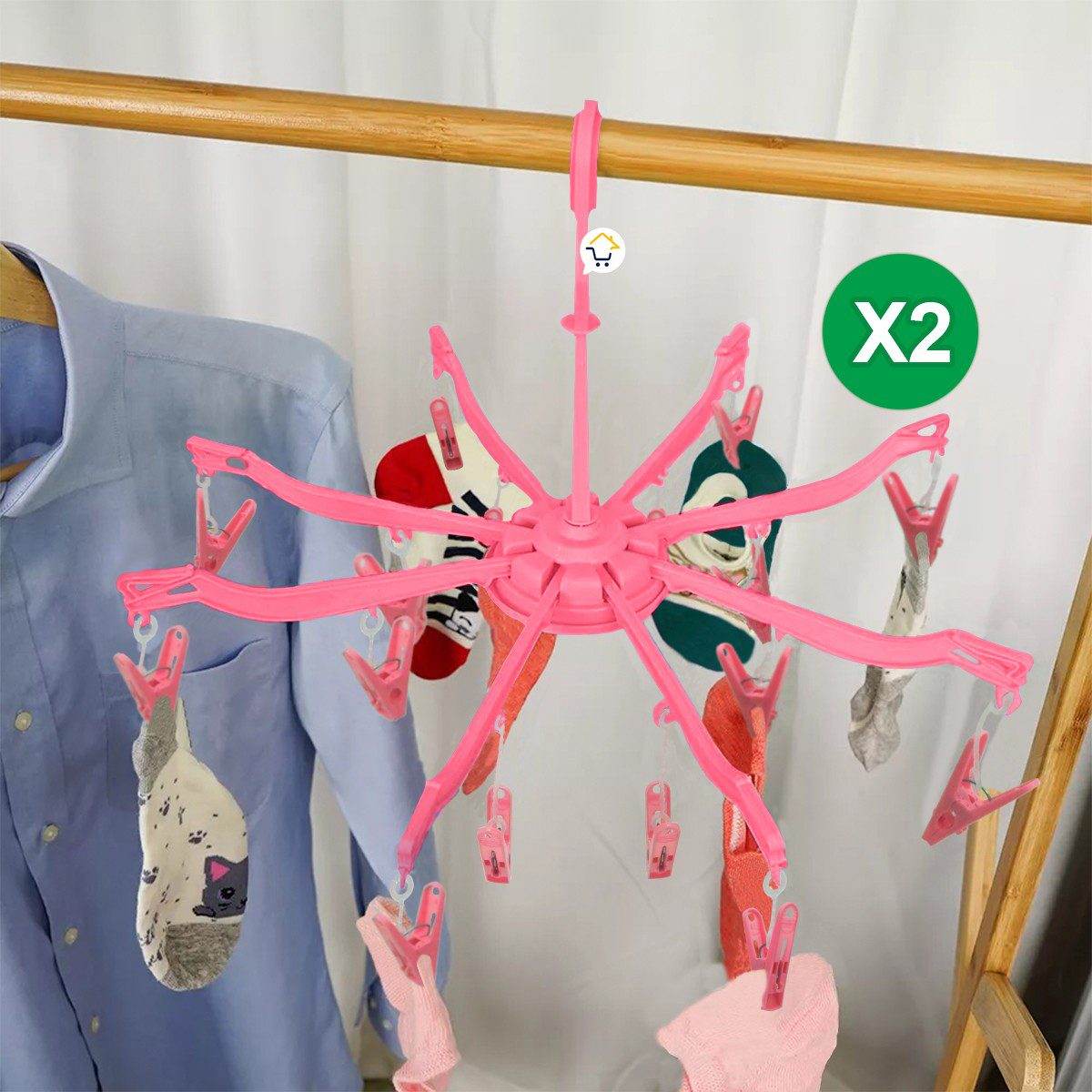 Gancho Araña X2 Ropa Interior 16 Pinzas Multiusos Giratorio - venhogarsa.com