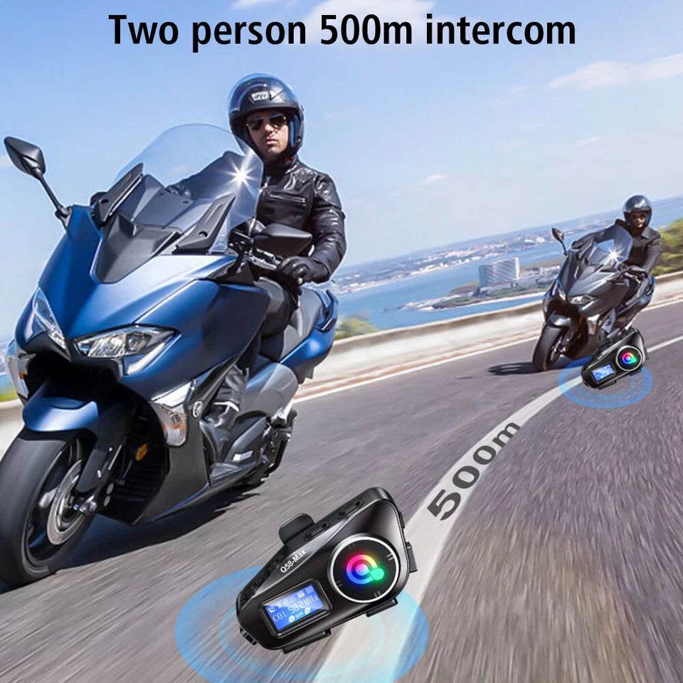 Intercom Q48 MAX Moto Bluetooth 5.3 LCD IP65 Música ORIGINAL - venhogarsa.com