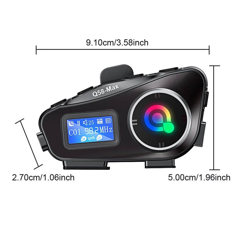 Intercom Q48 MAX Moto Bluetooth 5.3 LCD IP65 Música ORIGINAL - venhogarsa.com