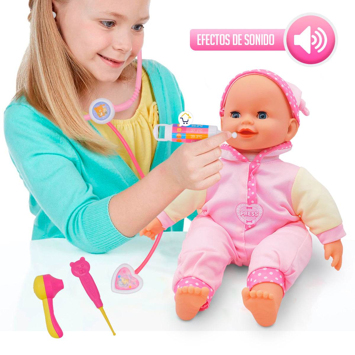 Muñeca Bebé Llorona Sonidos Luces Juguete Accesorios - venhogarsa.com