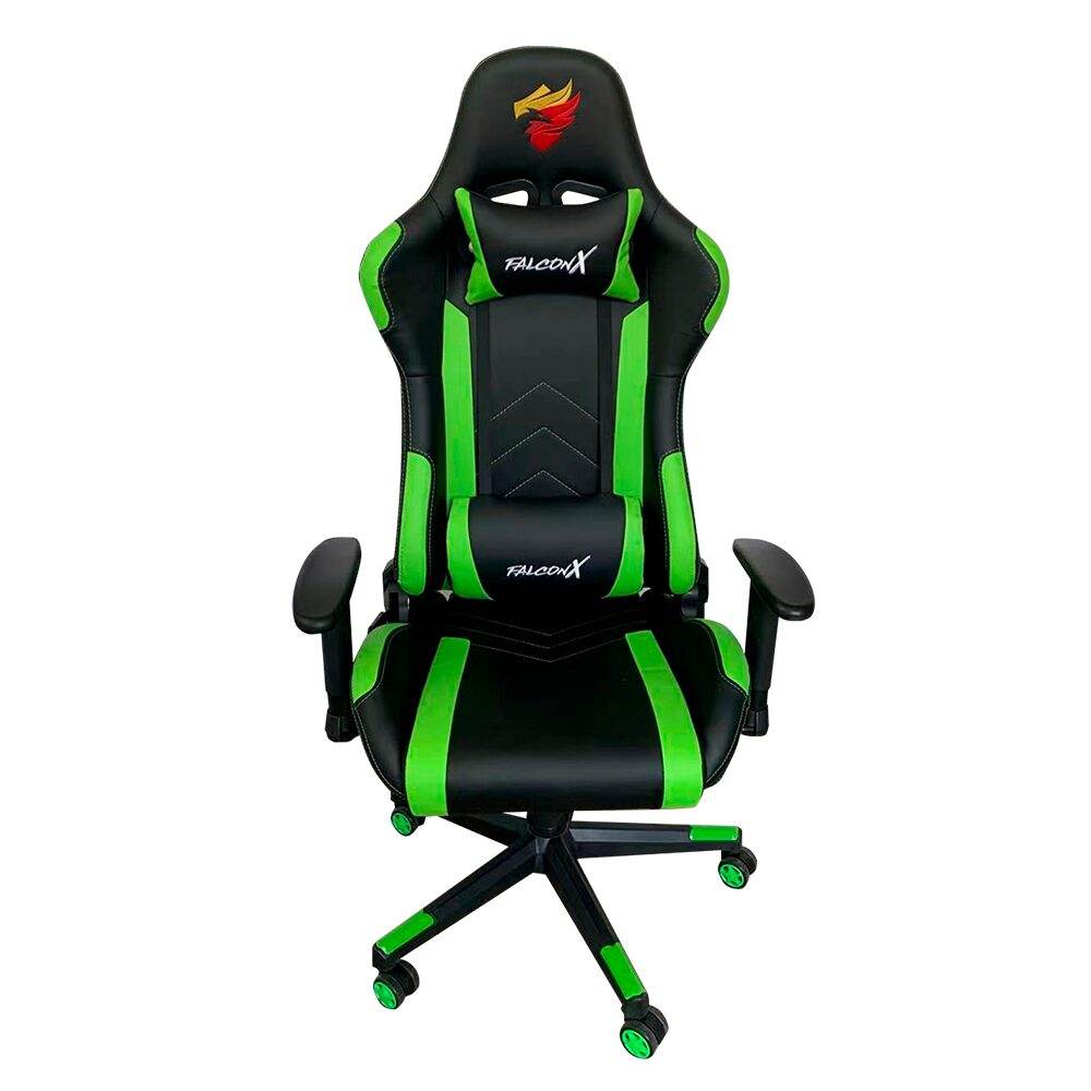 Silla Gamer Falcon X SD-010, reclinable 180°, PU, 2D, verde - venhogarsa.com
