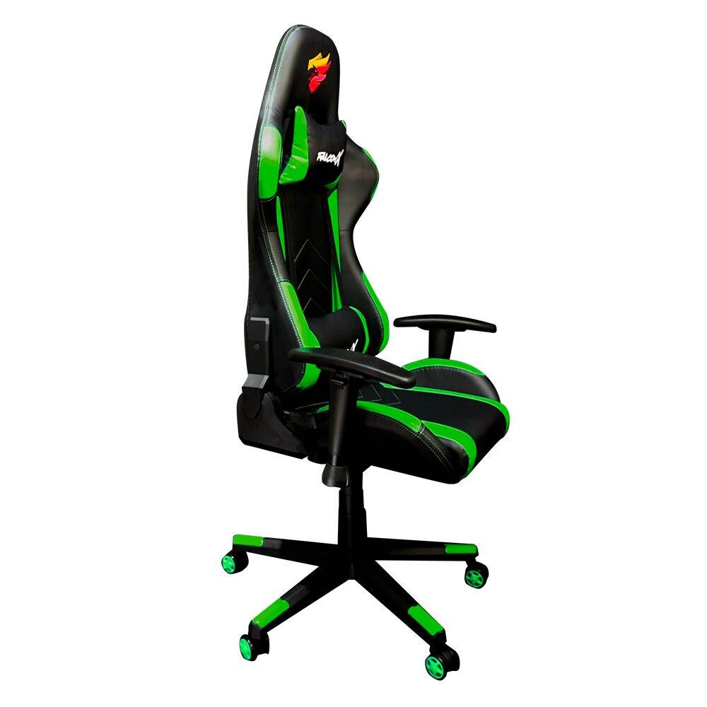 Silla Gamer Falcon X SD-010, reclinable 180°, PU, 2D, verde - venhogarsa.com