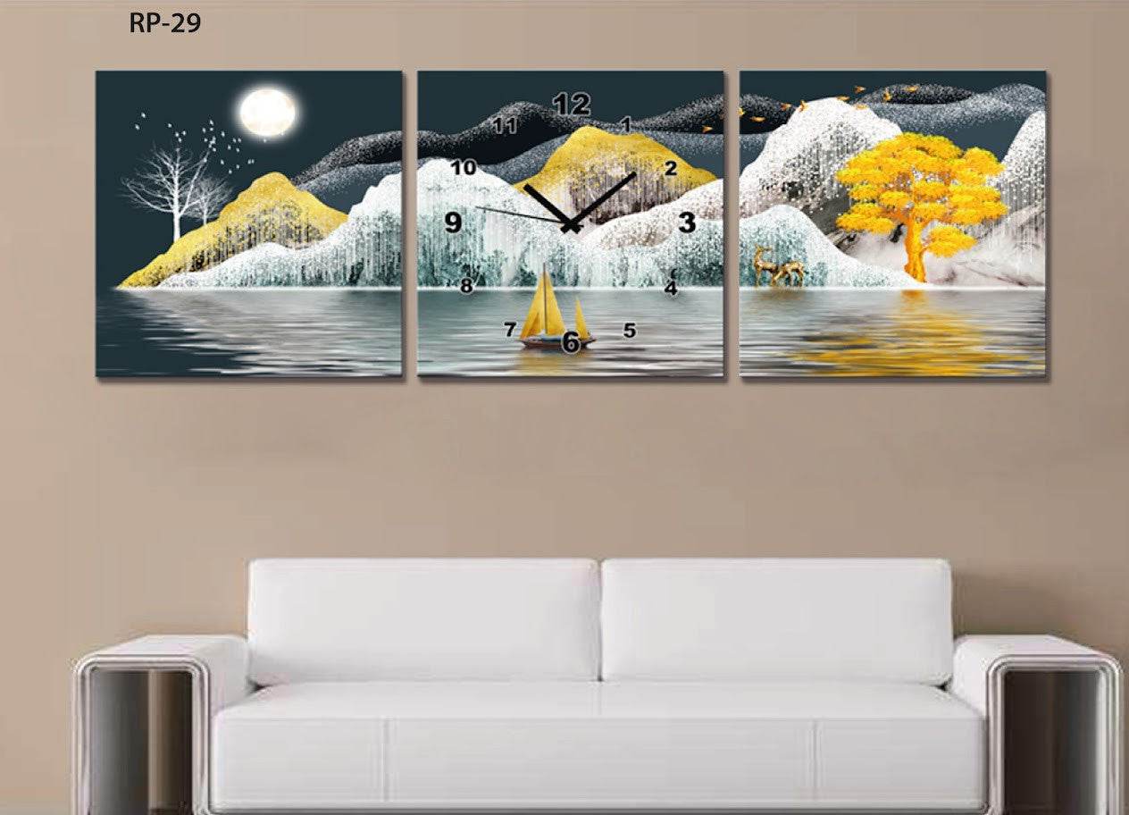 Reloj Pared Estilo Poliptico 3 Piezas - venhogarsa.com
