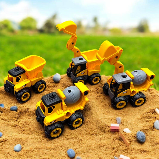 Set x4 Construcción Excavadora Volqueta Mezcladora Juguetes Niños - venhogarsa.com