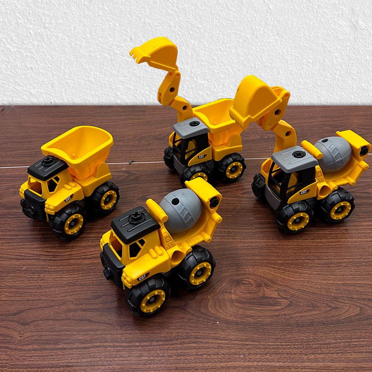 Set x4 Construcción Excavadora Volqueta Mezcladora Juguetes Niños - venhogarsa.com