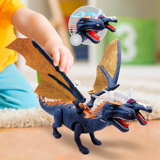 Dragón Grande 2 Cabezas Alas Movimiento Luces Sonidos - venhogarsa.com