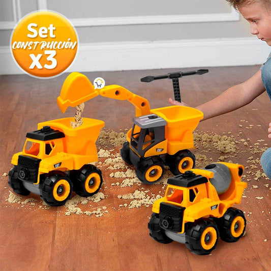 Set X3 Construcción Excavadora Volqueta Mezcladora Juguetes - venhogarsa.com