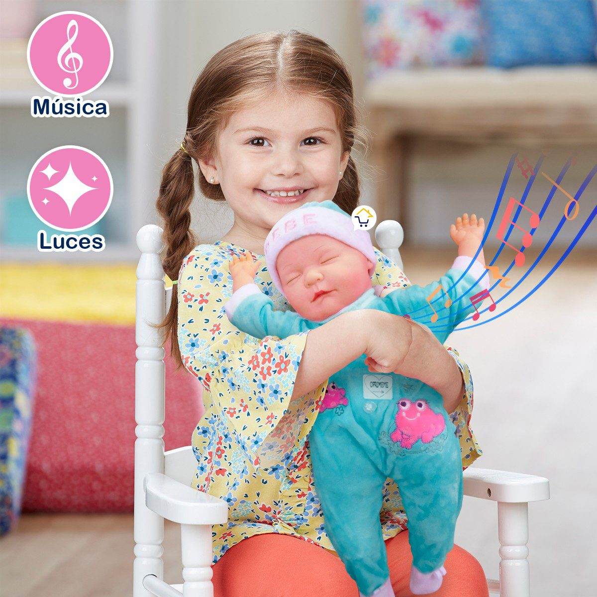 Muñeca Bebé Canciones Didáctica peluche Luces Infantil - venhogarsa.com
